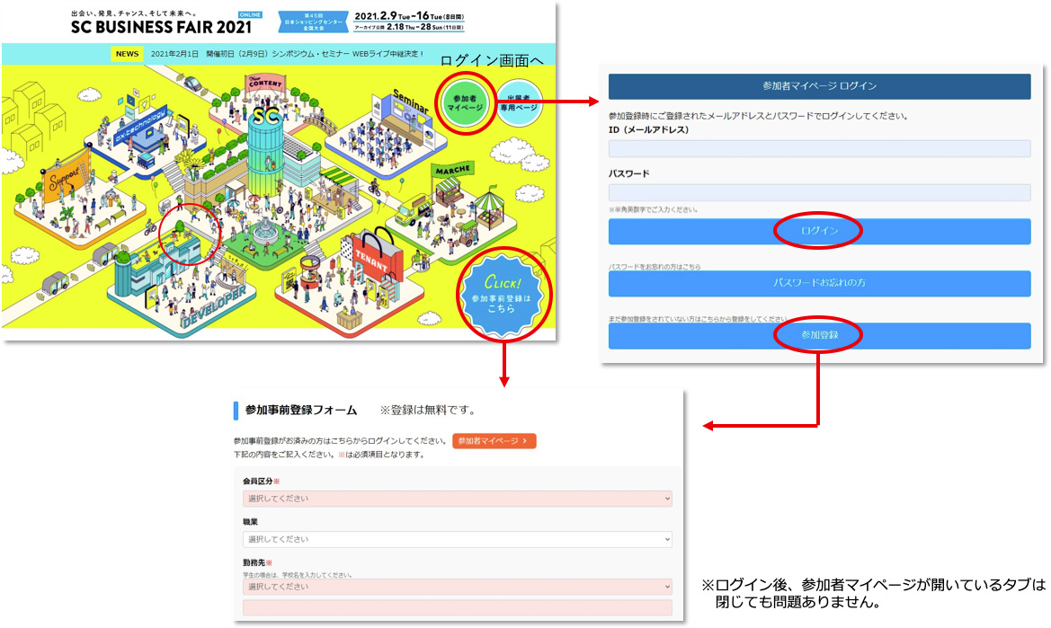 SC BUSINESS FAIR 2021 ONLINE のご参加・出展者ブースの閲覧・セミナー視聴について